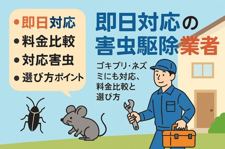 害虫駆除を即日対応できる業者の選び方と料金比較｜ゴキブリやネズミも最短退治