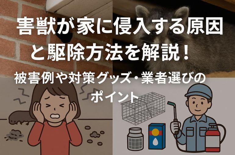 害獣が家に侵入する原因と駆除方法を解説！被害例や対策グッズ・業者選びのポイント