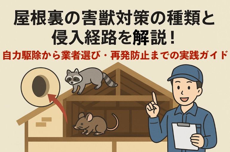 屋根裏の害獣対策の種類と侵入経路を解説！自力駆除から業者選び・再発防止までの実践ガイド
