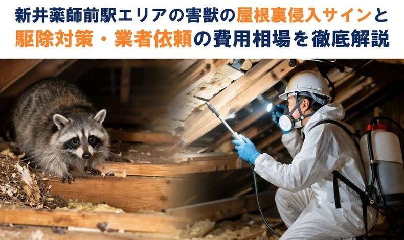 画像1961：新井薬師前駅エリアの害獣の屋根裏侵入サインと駆除対策・業者依頼の費用相場を徹底解説